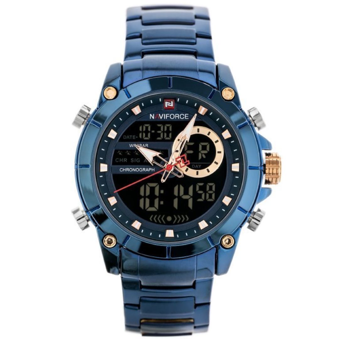 Reloj deluxe elegante Blue en acero inoxidable -NaviForce NF9163