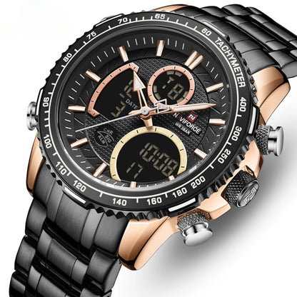 Reloj Black Gold elegante en acero inoxidable- NaviForce NF9138