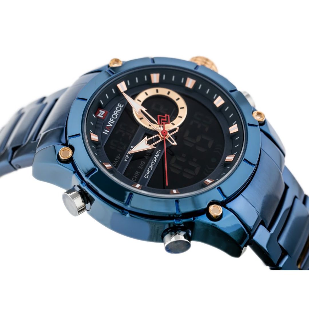 Reloj deluxe elegante Blue en acero inoxidable -NaviForce NF9163