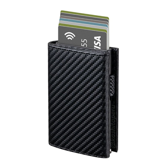 Billetera Carbon Fiber RFID - Cuero Liso