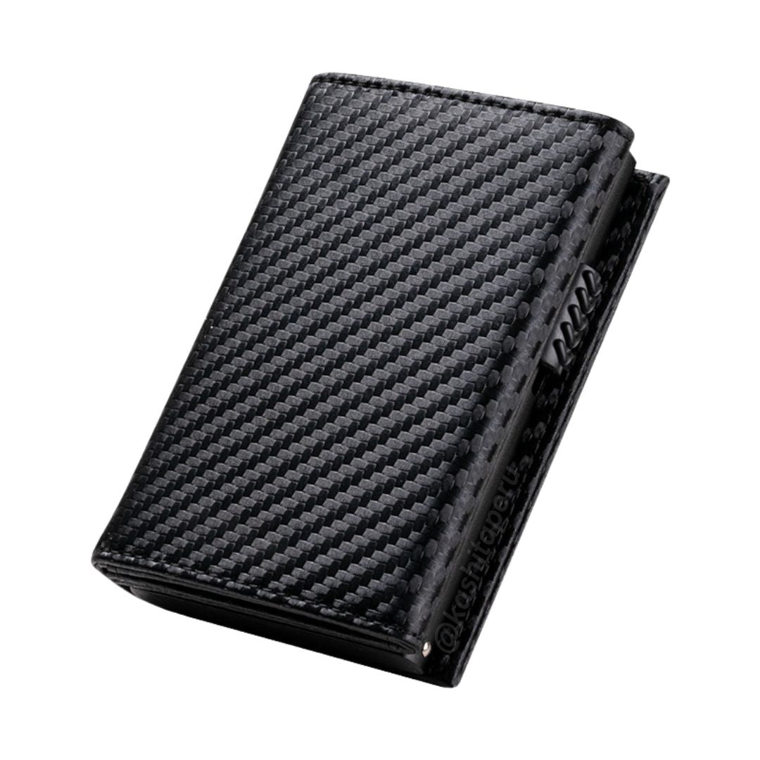 Billetera Carbon Fiber RFID - Cuero Liso