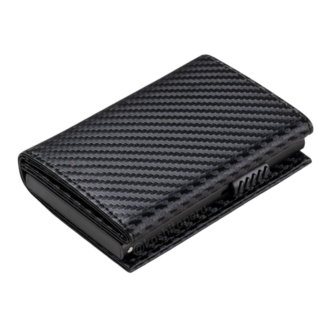 Billetera Carbon Fiber RFID - Cuero Liso