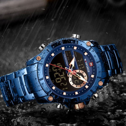 Reloj deluxe elegante Blue en acero inoxidable -NaviForce NF9163