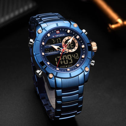 Reloj deluxe elegante Blue en acero inoxidable -NaviForce NF9163