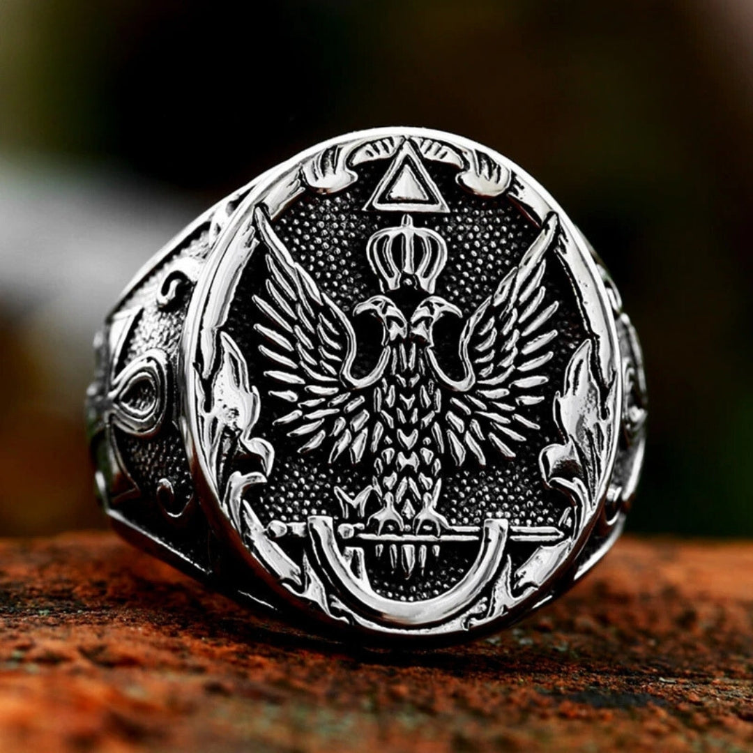 Anillo De Acero Inoxidable Imperio Ruso Águila Bicéfala