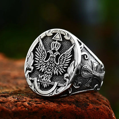 Anillo De Acero Inoxidable Imperio Ruso Águila Bicéfala