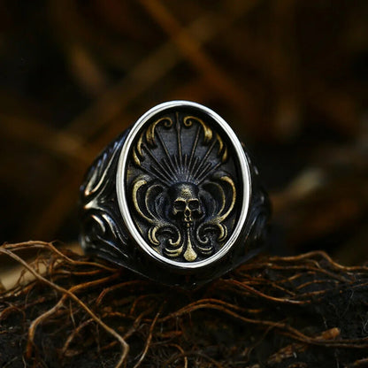 Anillo De Acero Inoxidable Detalles Finos Calavera Punk Hombre