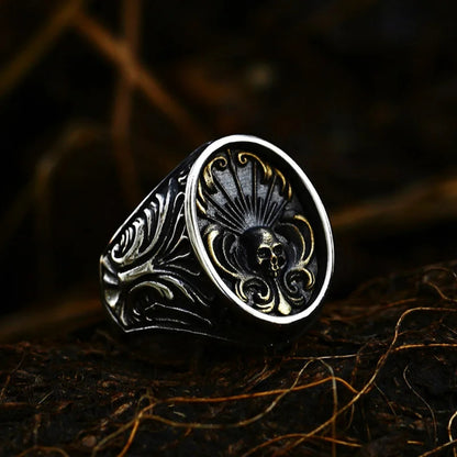 Anillo De Acero Inoxidable Detalles Finos Calavera Punk Hombre