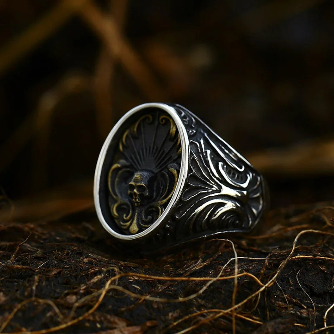 Anillo De Acero Inoxidable Detalles Finos Calavera Punk Hombre