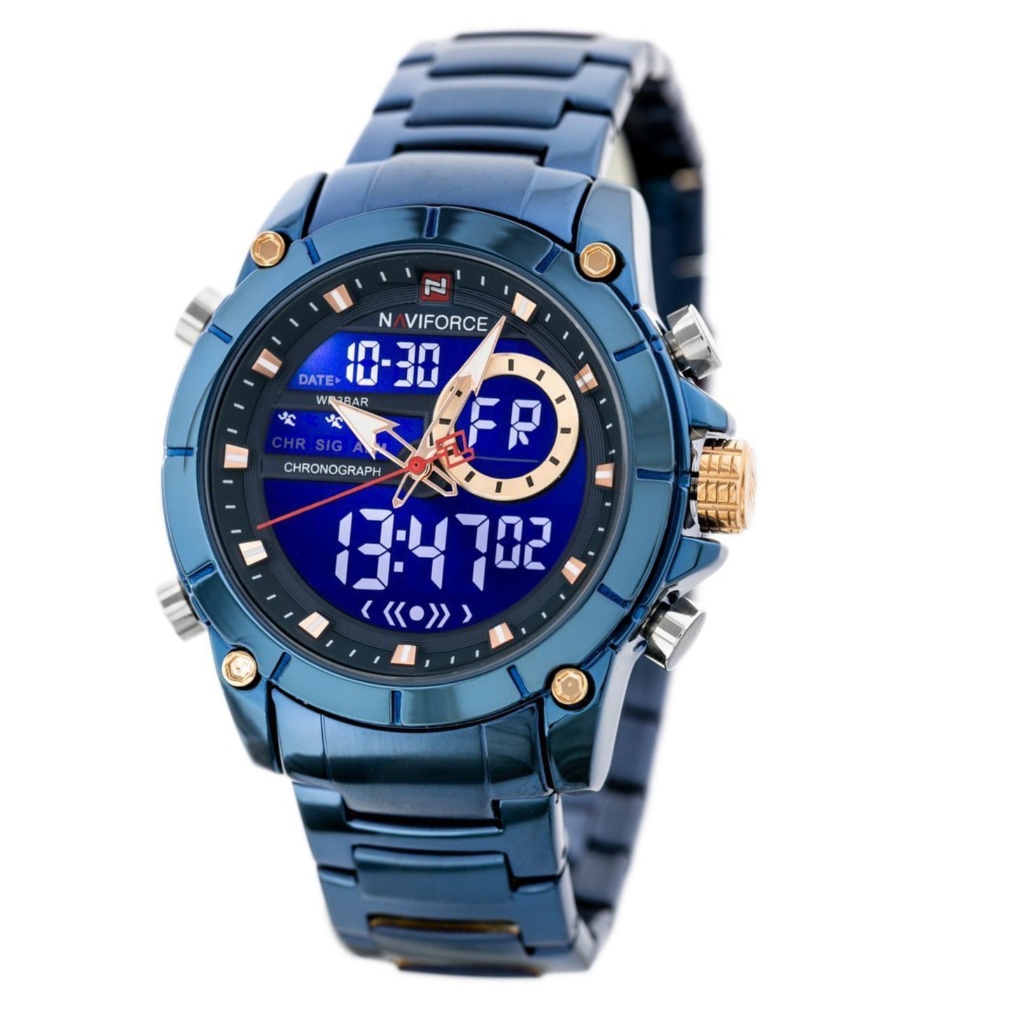 Reloj deluxe elegante Blue en acero inoxidable -NaviForce NF9163