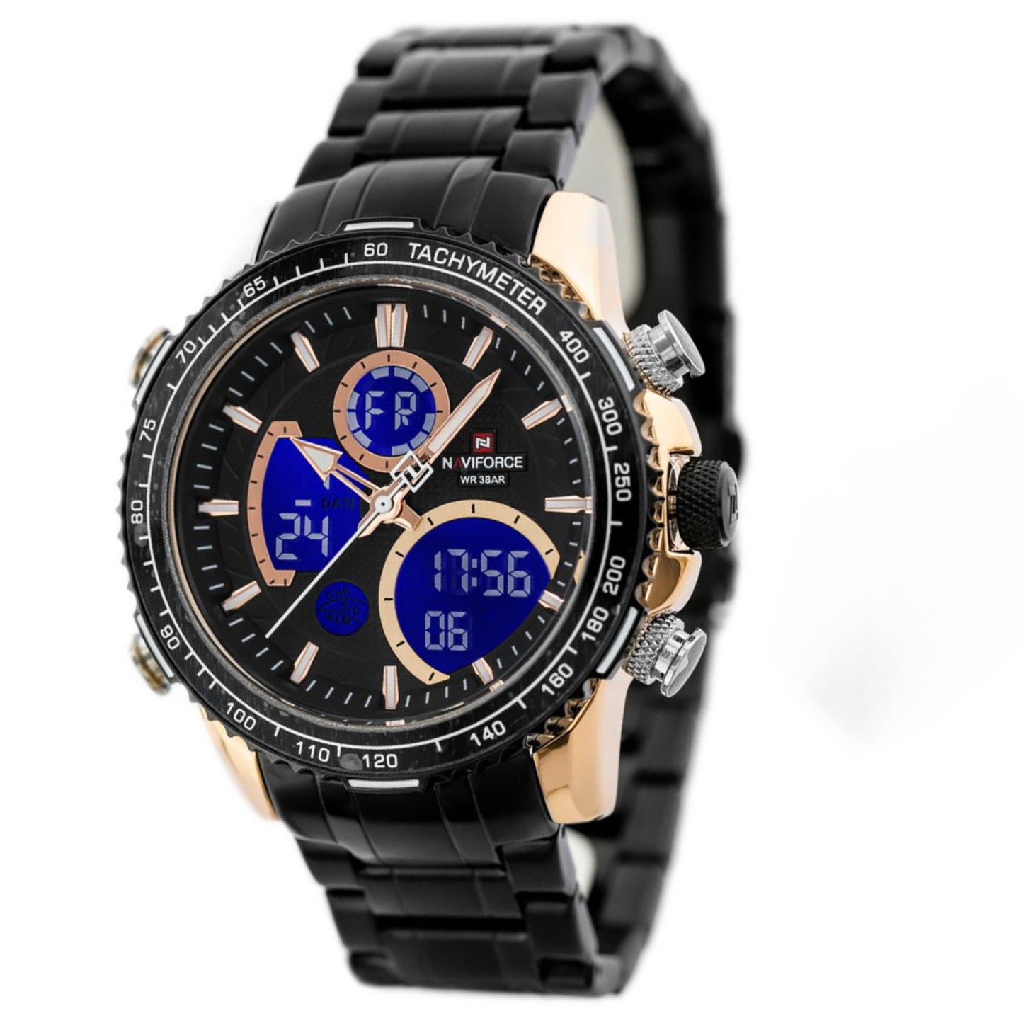 Reloj Black Gold elegante en acero inoxidable- NaviForce NF9138