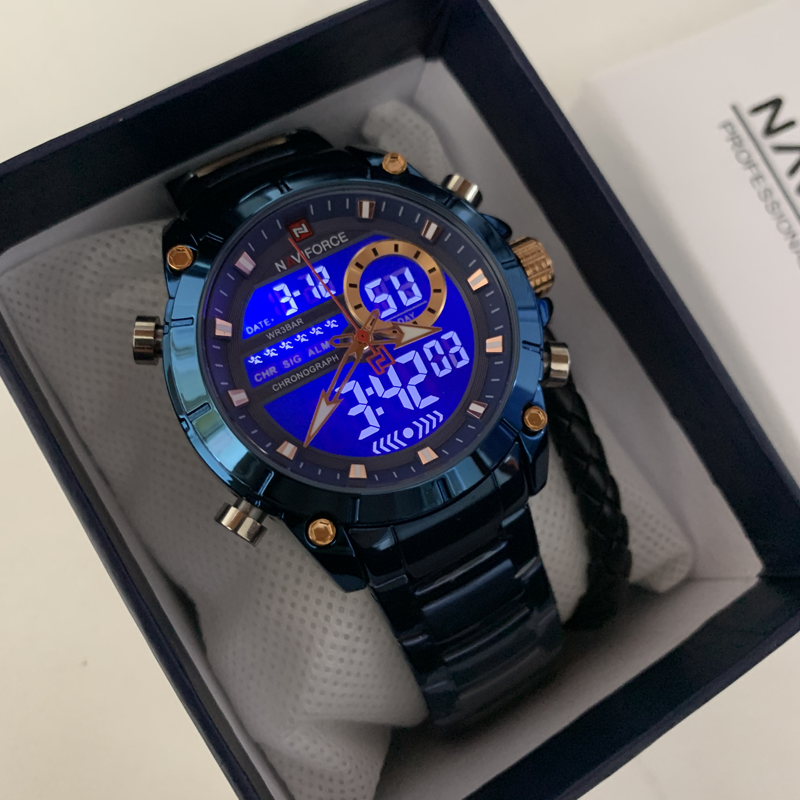 Reloj deluxe elegante Blue en acero inoxidable -NaviForce NF9163